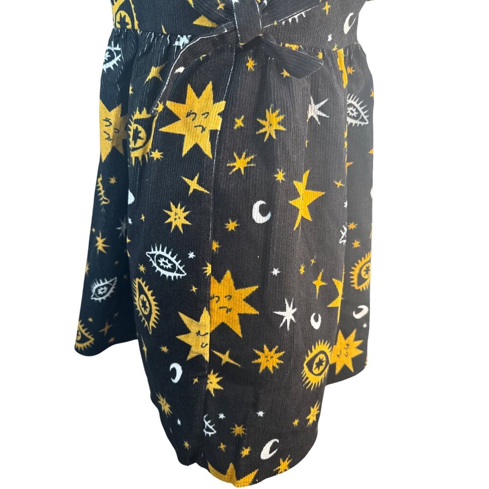 Black Friday Size 6 Cosmic Print Mini Black Gold White Corduroy Dress NWT - Picture 14 of 16
